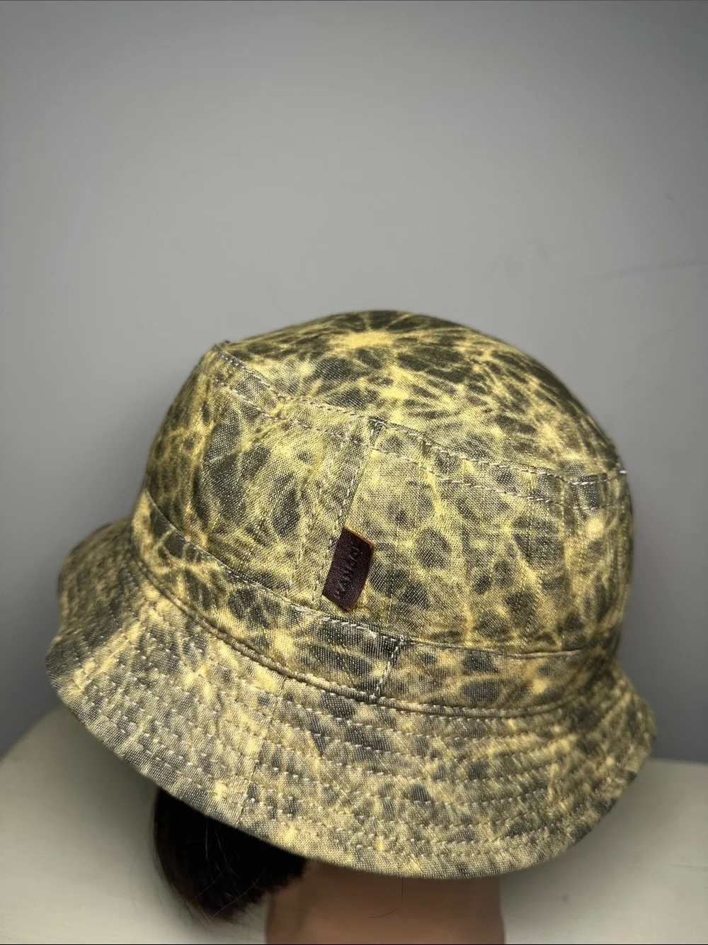 Kangol weathered canvas Yellow and Gray all over print Bucket Hat